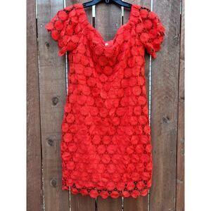 Trina Turk shift dress lace overall womens Large coastal preppy